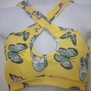 NWT Shein Criss Cross Butterfly Fairy Crop Top